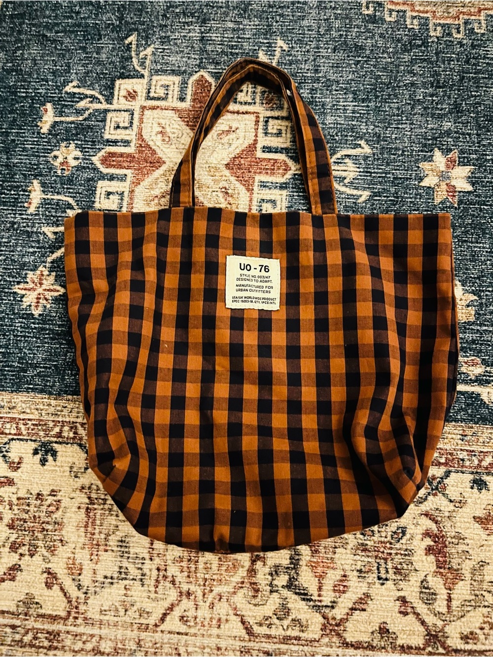 Urban Outfitters Black and Brown Gingham Tote